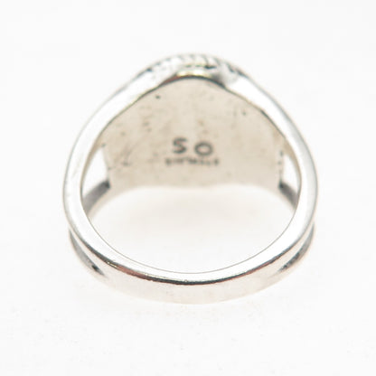 Shube 925 Sterling Silver Vintage Cherub Oxidized Ring Size 6
