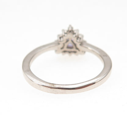 Chuck Clemency 925 Sterling Silver Real Tanzanite & White Topaz Ring Size 7