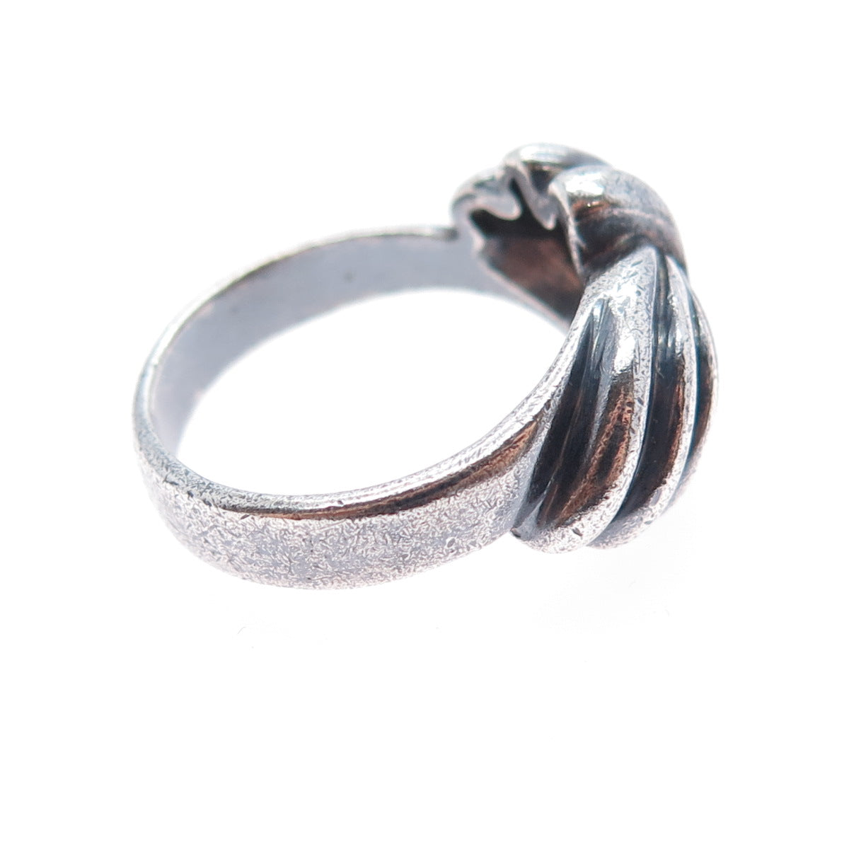925 Sterling Silver Vintage Modernist Twisted Oxidized Ring Size 9