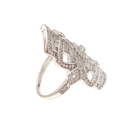 925 Sterling Silver Round-Cut C Z Statement Ring Size 6