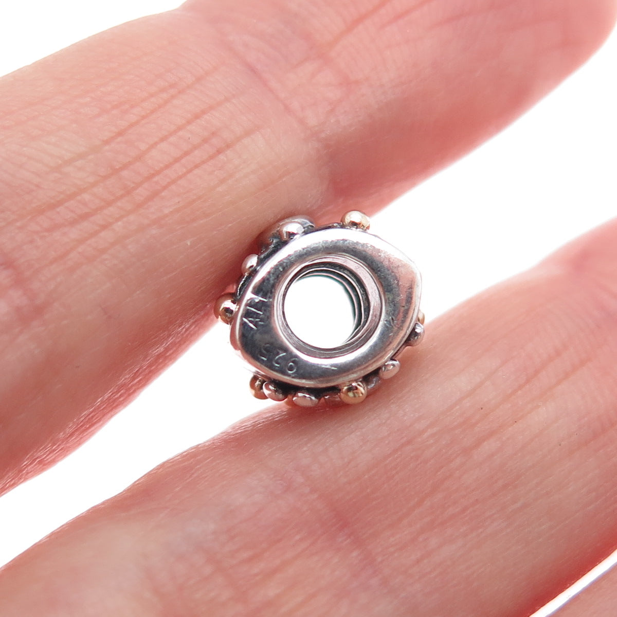 PANDORA 925 Sterling Silver & Gold C Z Desert Star Slide Bead Charm