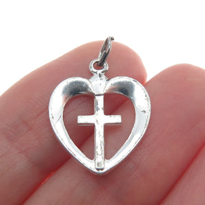 LISA LEE CREATIONS 925 Sterling Silver Vintage Cross in the Heart Pendant