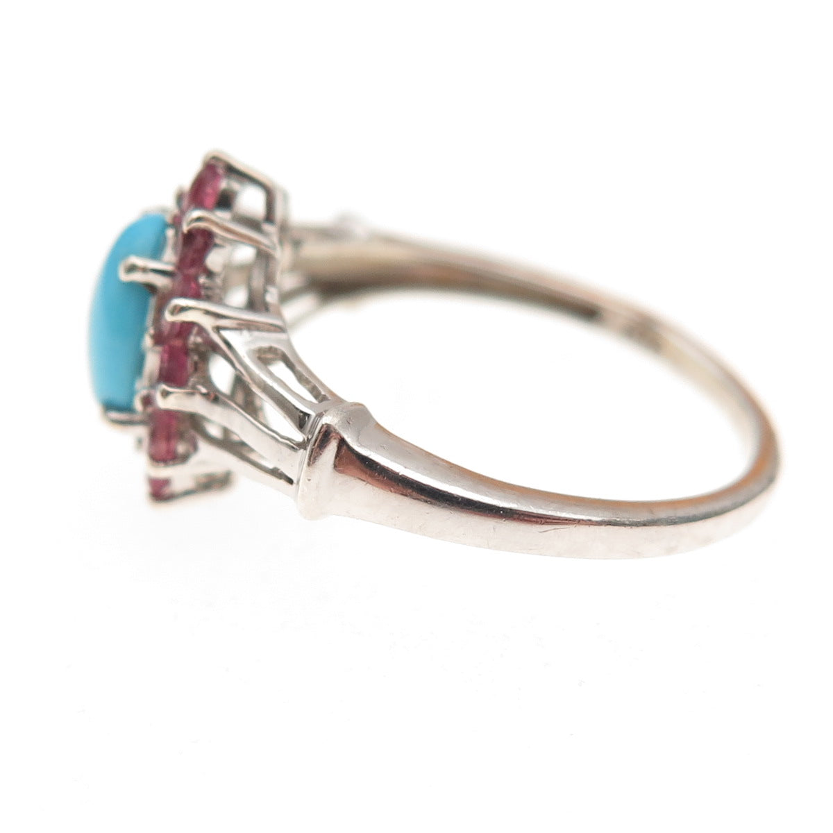 Chuck Clemency 925 Sterling Silver Real Turquoise & Amethyst Ring Size 8.25