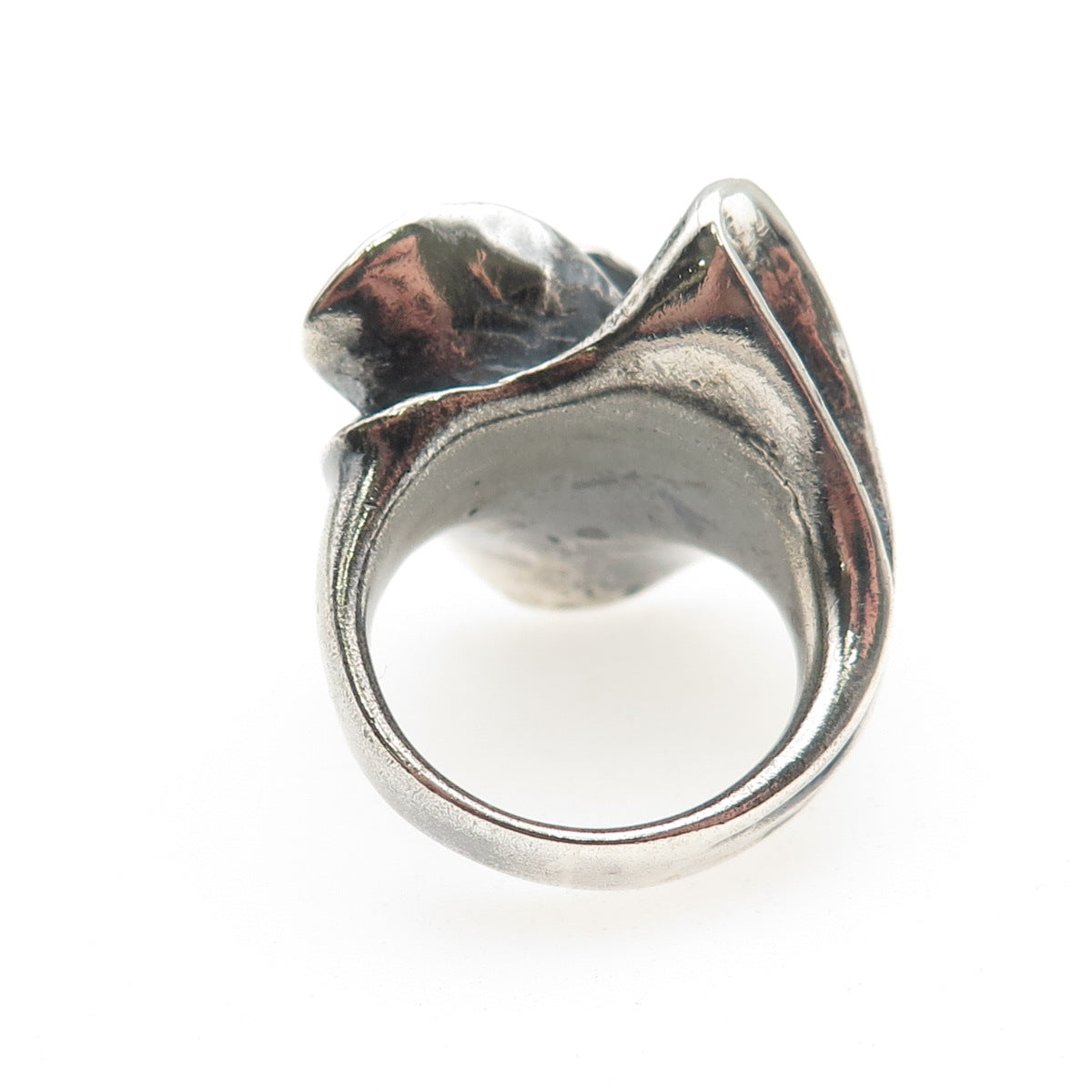 925 Sterling Silver Vintage Modernist Oxidized Statement Ring Size 7