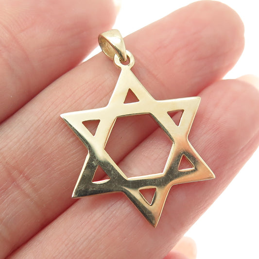 14K Yellow Gold Star of David Minimalist Charm Pendant