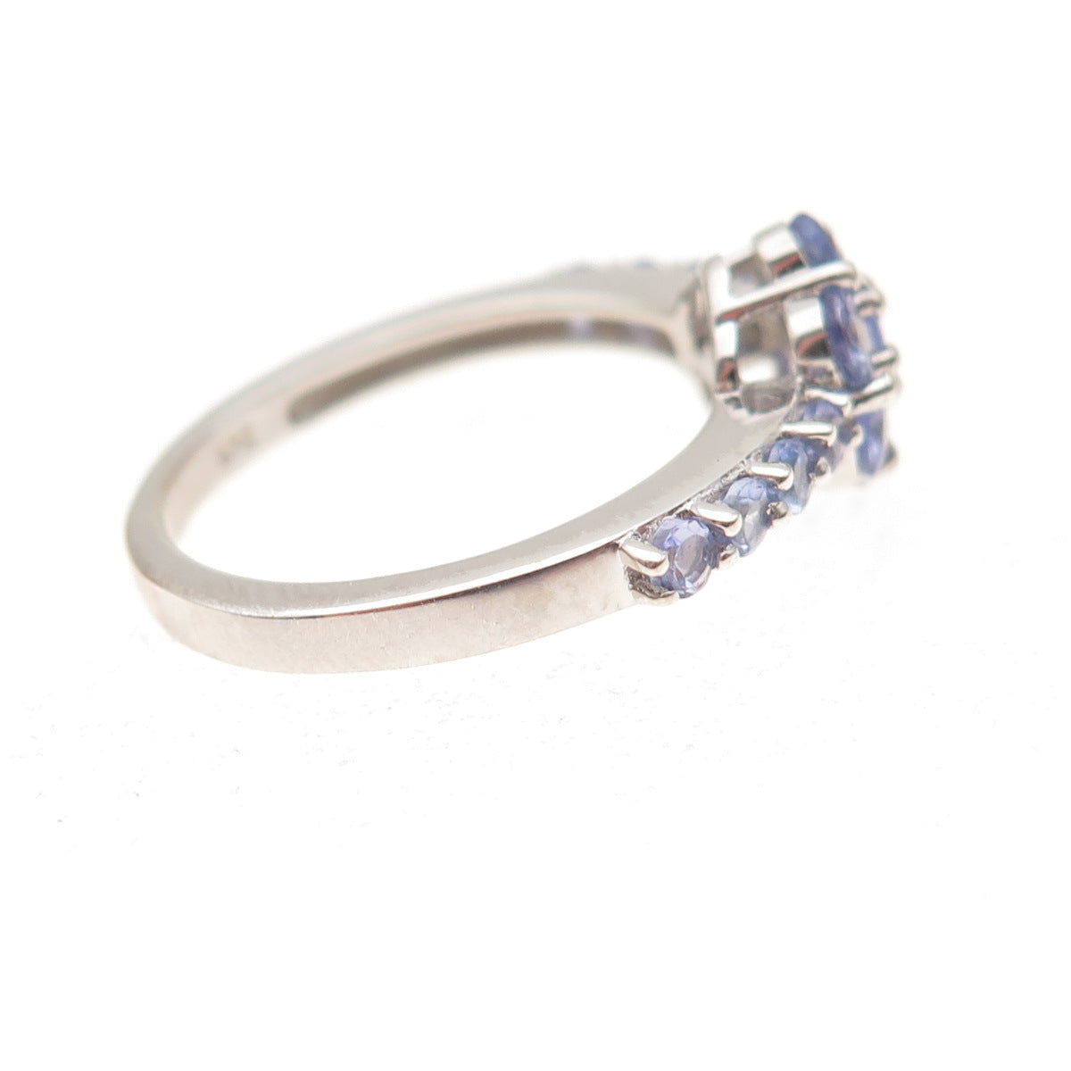 Chuck Clemency 925 Sterling Silver Real Round-Cut Tanzanite Floral Ring Size 7
