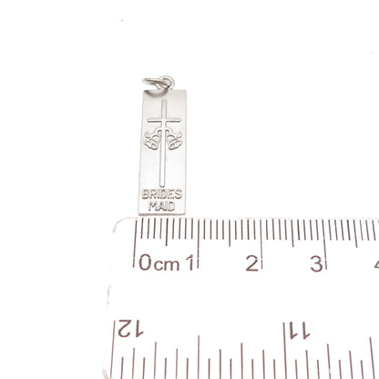 Antaya 925 Sterling Silver Vintage Bridesmaid Cross & Bells Bar Charm Pendant
