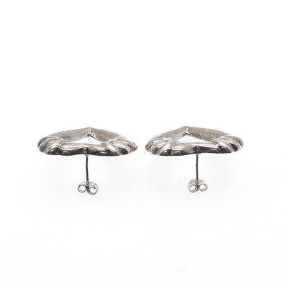 925 Sterling Silver Vintage Modernist Open Heart Earrings