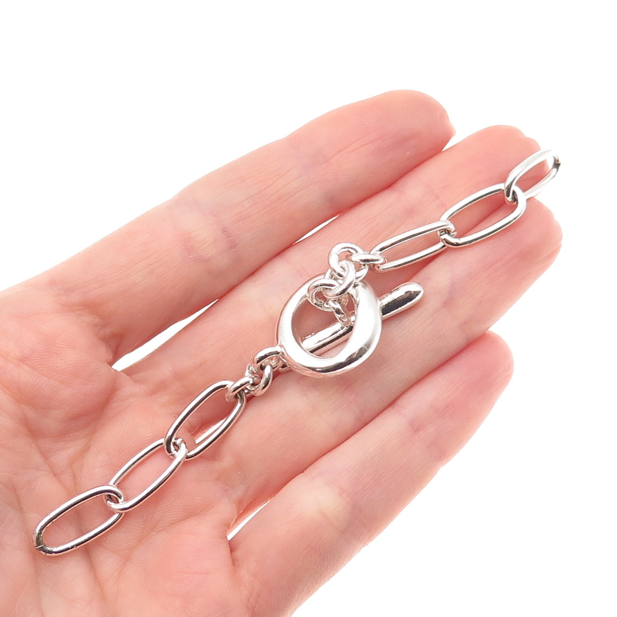 AV ARGENTO VIVO 925 Sterling Silver Vintage Necklace Toggle Clasp Extension 4.5"