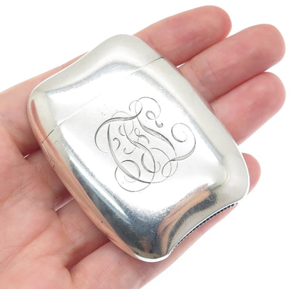 GORHAM 925 Sterling Silver Antique Enamel US Flag Engraved Lighter Case B196