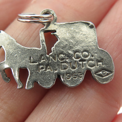 LANC CO. 925 Sterling Silver Vintage Dutch 1963 Horse Carriage Pendant