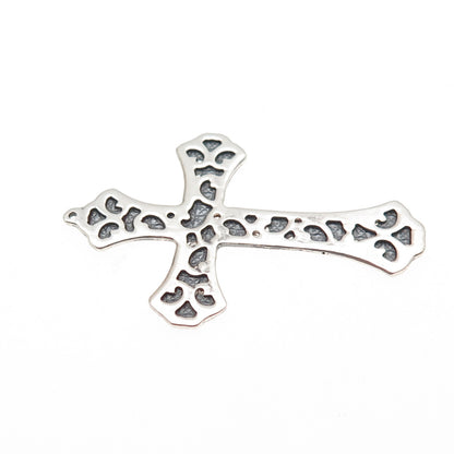 Chuck Clemency 925 Sterling Silver Vintage Cross Oxidized Charm Pendant