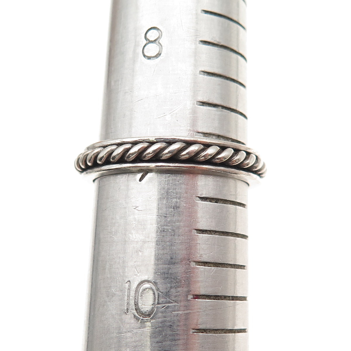 925 Sterling Silver Vintage Twisted Rope Oxidized Band Ring Size 9