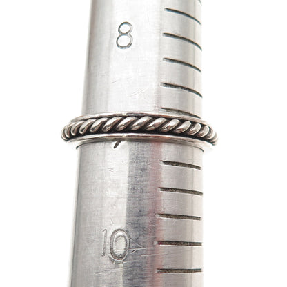 925 Sterling Silver Vintage Twisted Rope Oxidized Band Ring Size 9