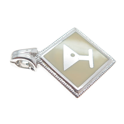 ORIGAMI OWL 925 Sterling Silver Enamel Martini Glass Charm Pendant