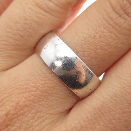 925 Sterling Silver Vintage Wedding Wide Band Ring Size 10.25