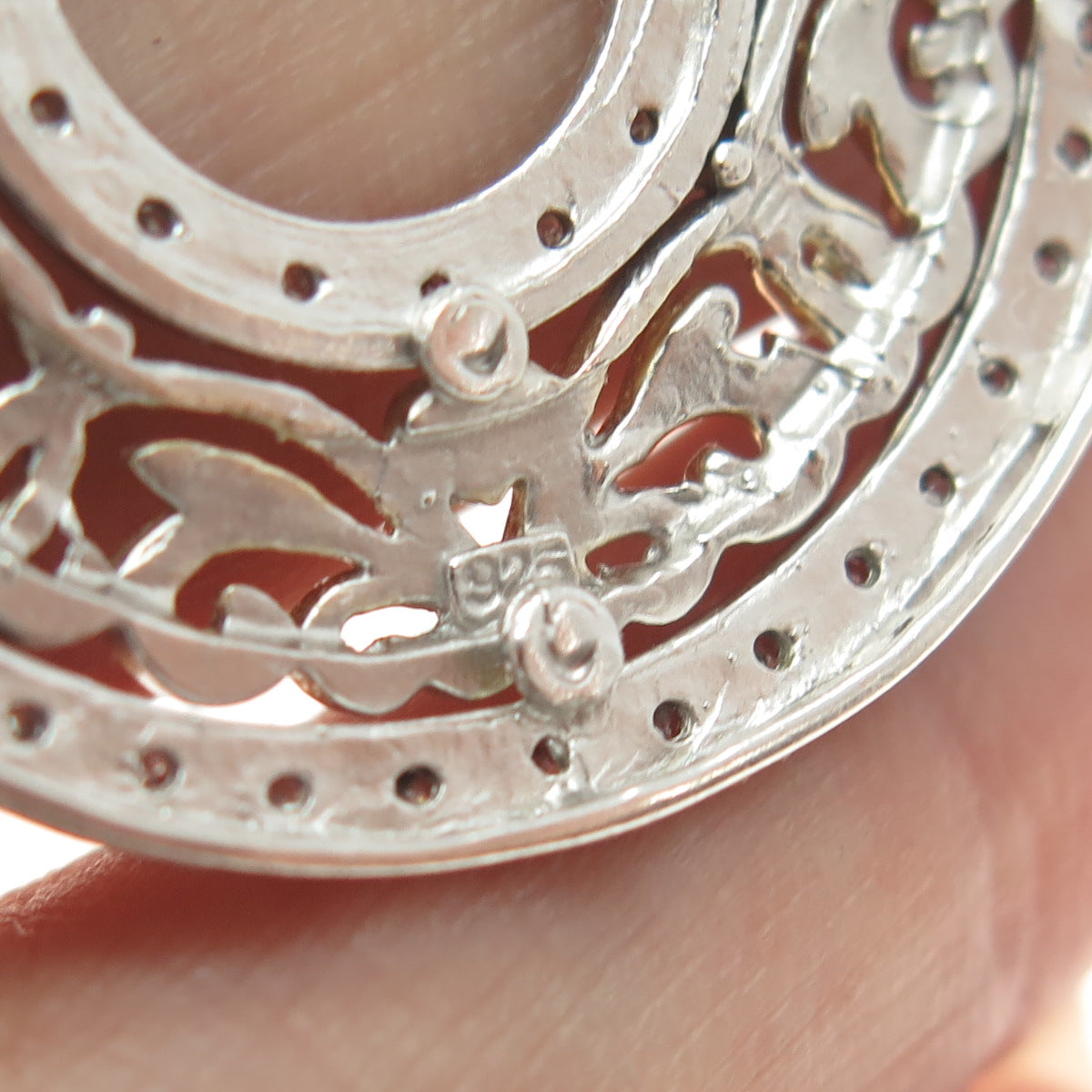 925 Sterling Silver 2-Tone Round-Cut C Z Floral Circle Pendant