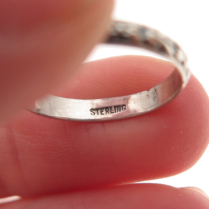 925 Sterling Silver Antique Art Deco Forget Me Not Oxidized Band Ring Size 5.25