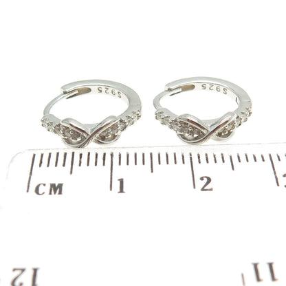 925 Sterling Silver Round-Cut C Z Infinity Hoop Earrings