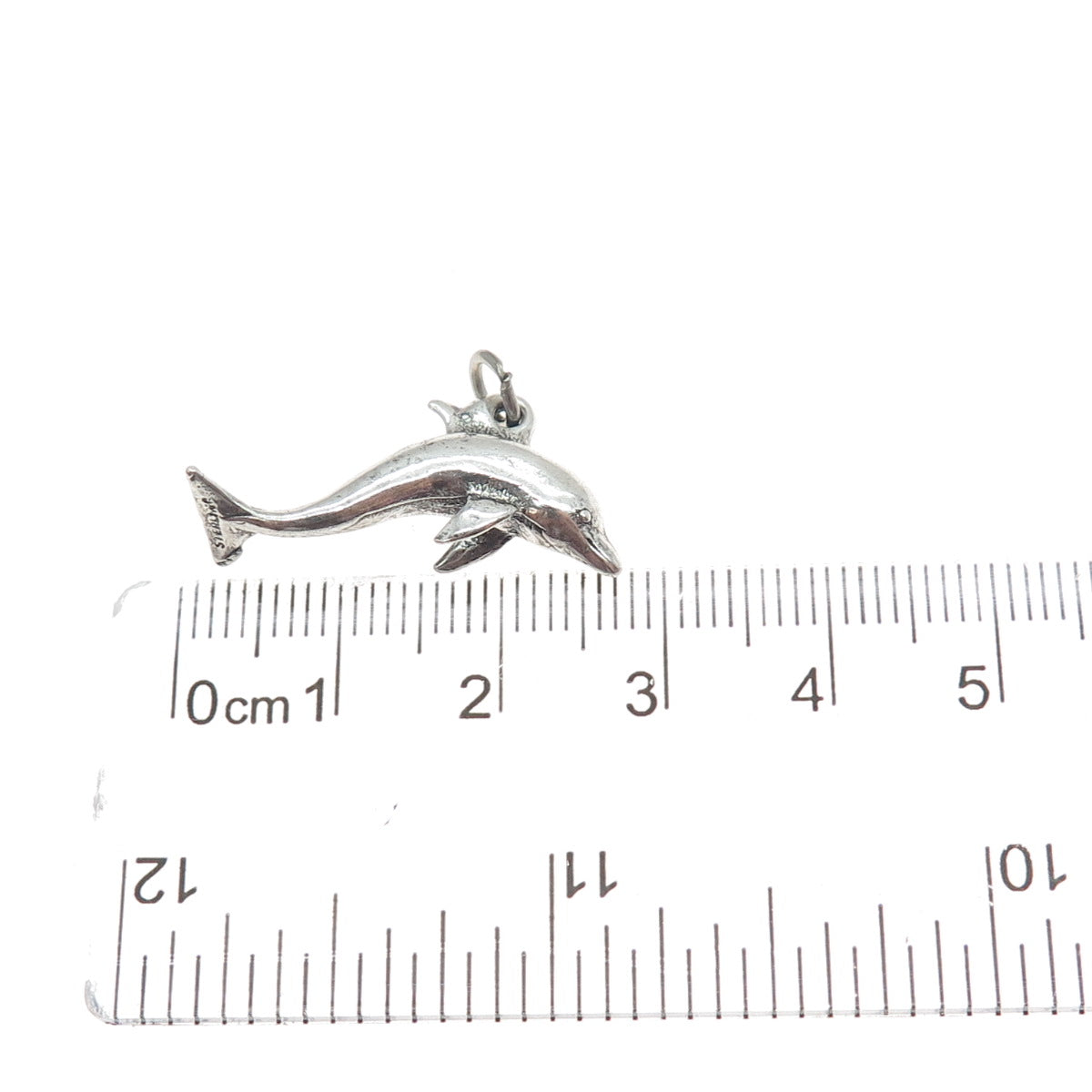 925 Sterling Silver Vintage Dolphin 3D Charm Pendant