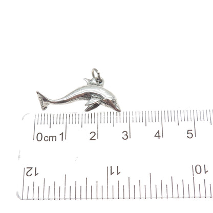 925 Sterling Silver Vintage Dolphin 3D Charm Pendant