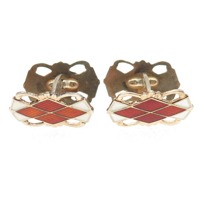 Aksel Holmsen Norne 925S Sterling Gold Plated Vintage Norway Enamel Cufflinks