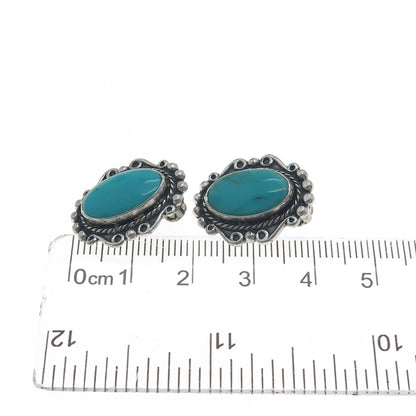 MAISELS INDIAN TRADING Old Pawn 925 Sterling Bisbee Turquoise Clip On Earrings