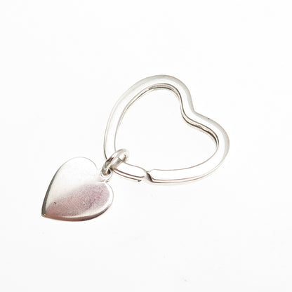 TIFFANY & CO. 925 Sterling Silver Vintage Heart Key Fob Ring Holder