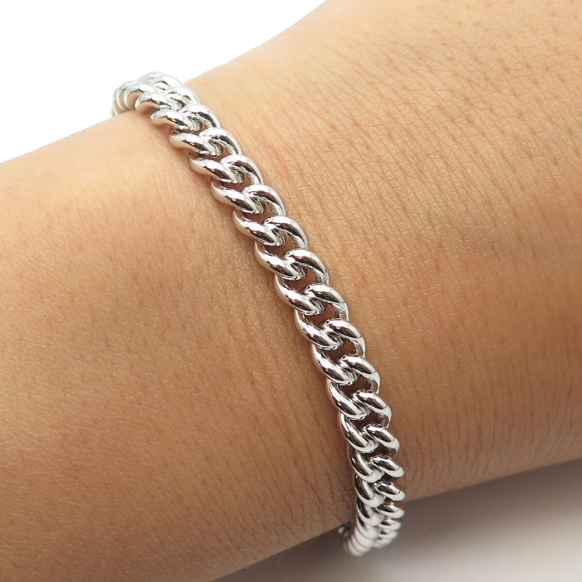 925 Sterling Silver With You Lockets Curb Link Bracelet 6.75"