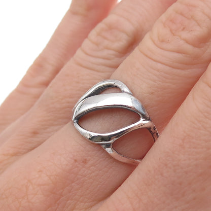 925 Sterling Silver Vintage Modernist Oxidized Ring Size 6.25