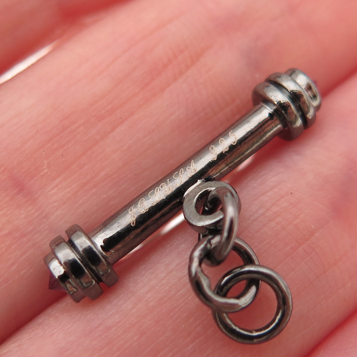 Jolusa Sterling Silver Black Rhodium Ruby Bracelet / Necklace Toggle Lock Clasp