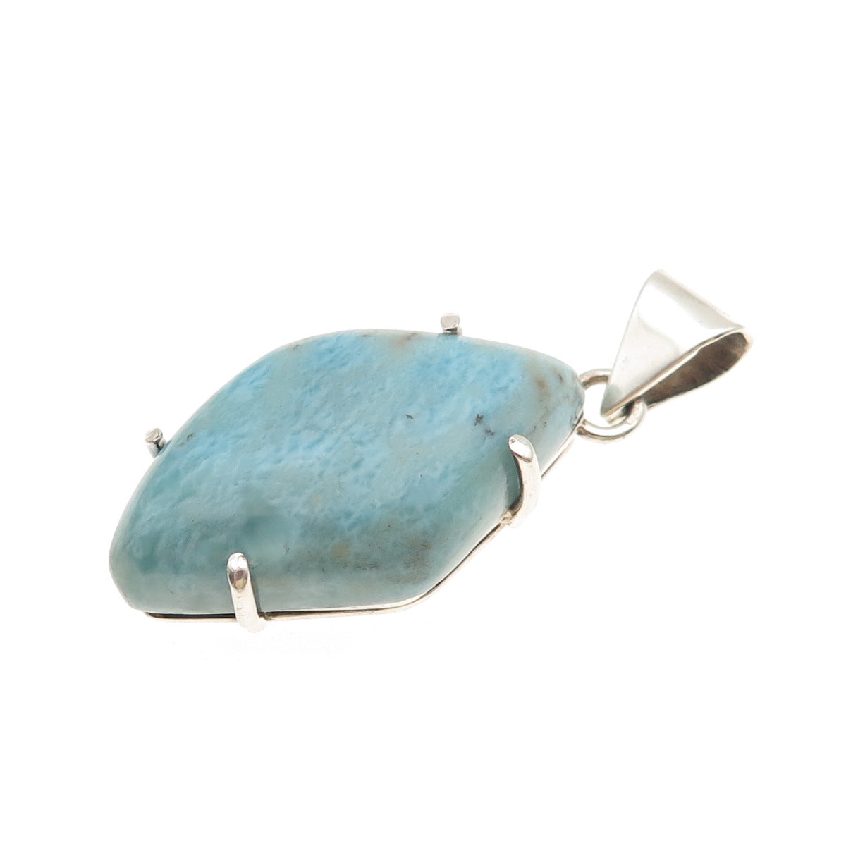 925 Sterling Silver Vintage Real Larimar Modernist Pendant