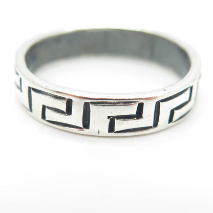 925 Sterling Silver Vintage Mexico Tribal Maze Band Ring Size 8.5