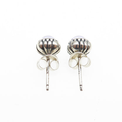 925 Sterling Silver Purple Glass Oxidized Stud Earrings