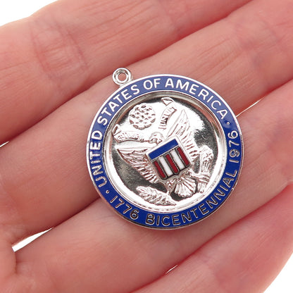 Griffith & Sons 925 Sterling Silver Vintage Enamel US Bicentennial Charm Pendant