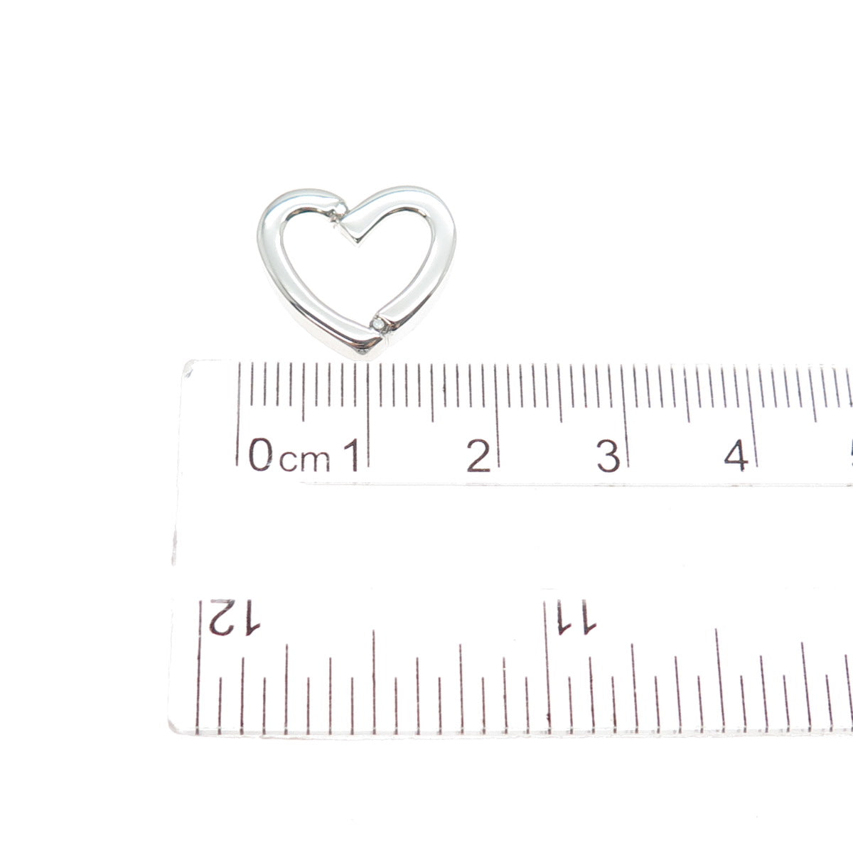 925 Sterling Silver Real Round-Cut Diamond Heart Mini Slide Charm Pendant