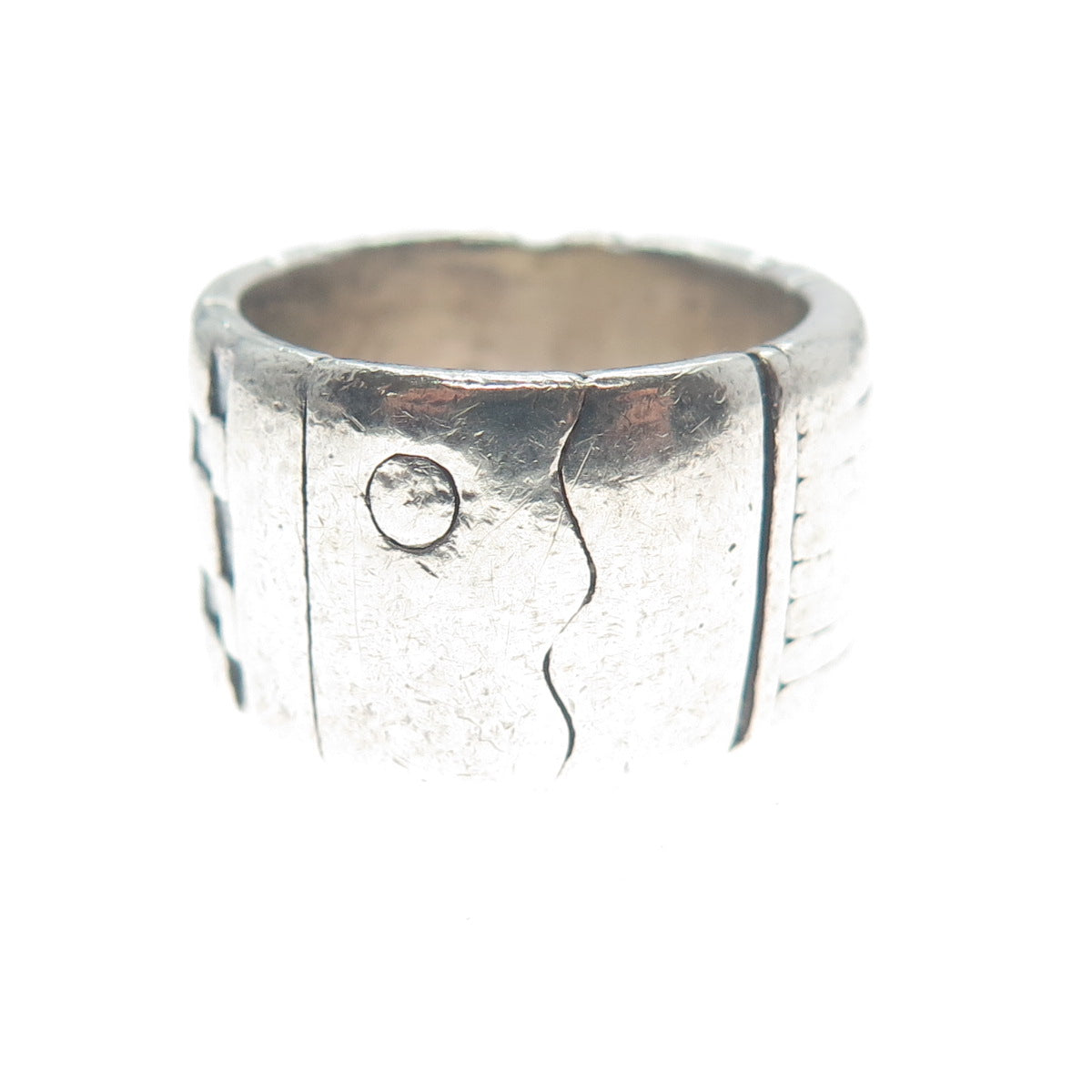 LISA JENKS 925 Sterling Silver Vintage Modernist Wide Band Ring Size 6