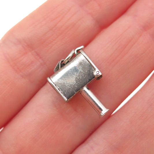 925 Sterling Silver Antique Art Deco Mailbox 3D Mini Open Charm Pendant