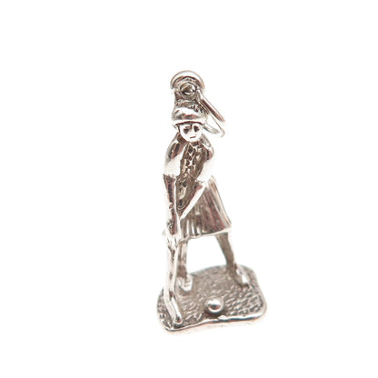 Sunwest 925 Sterling Silver Vintage Female Golf Player 3D Mini Charm Pendant