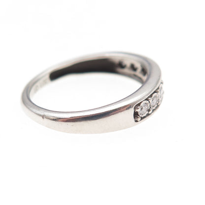 925 Sterling Silver Real Round-Cut Diamond Half Eternity Band Ring Size 6.5