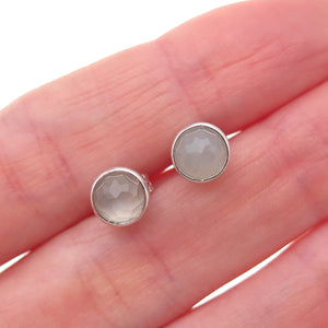 Pandora Sterling Silver Real Gray Moonstone June Birthday Blooms Stud Earrings