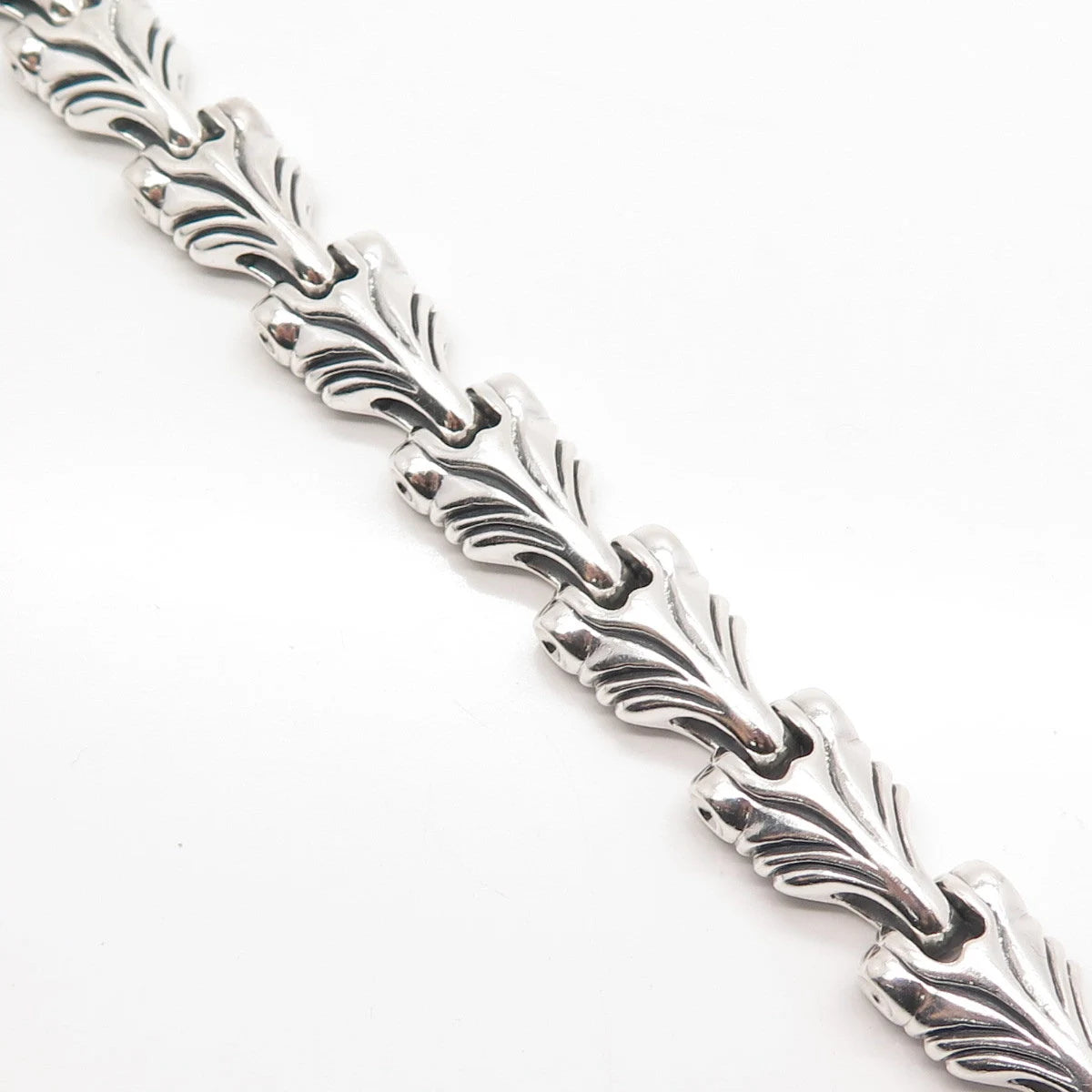925 Sterling Silver Vintage Modernist Link Bracelet 8"
