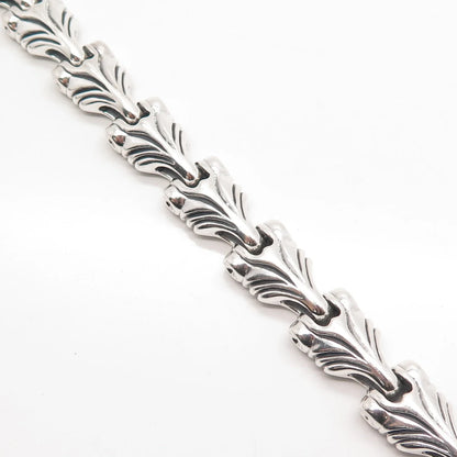 925 Sterling Silver Vintage Modernist Link Bracelet 8"