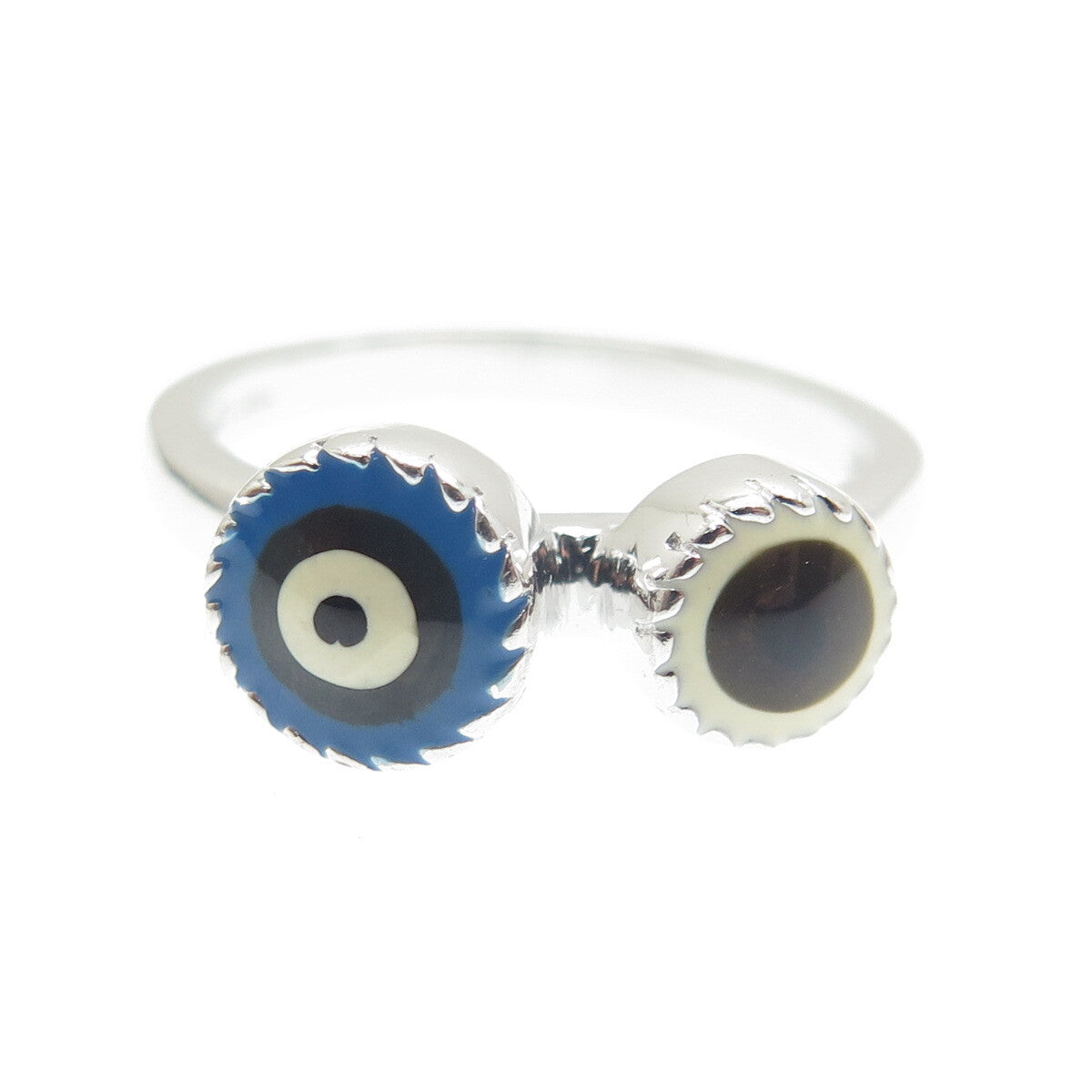 925 Sterling Silver Enamel Evil's Eye Ring Size 7