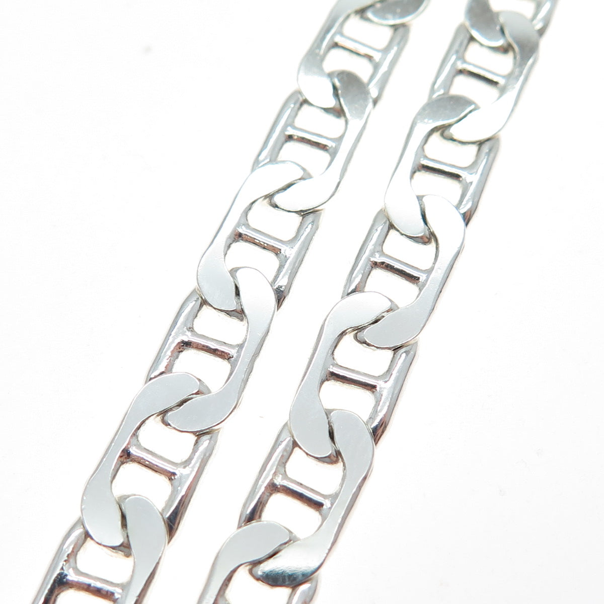 925 Sterling Silver Vintage Italy Anchor Mariner Chain Necklace 18"