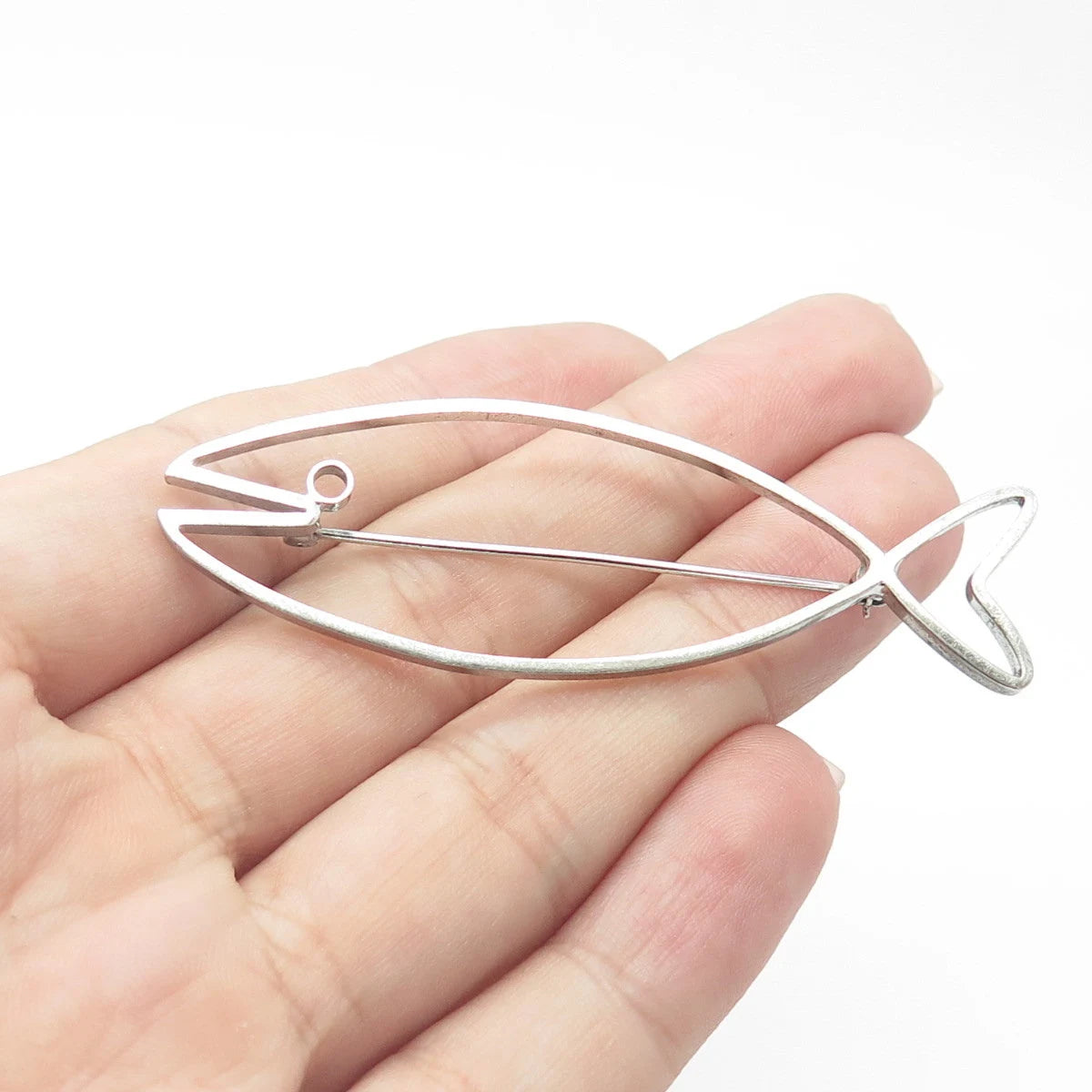925 Sterling Silver Vintage diVera Ichthys Fish Religious Pin Brooch