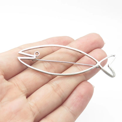 925 Sterling Silver Vintage diVera Ichthys Fish Religious Pin Brooch