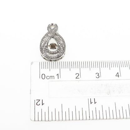 925 Sterling Real Round Tapered Baguette-Cut Diamond Infinity Mini Slide Pendant