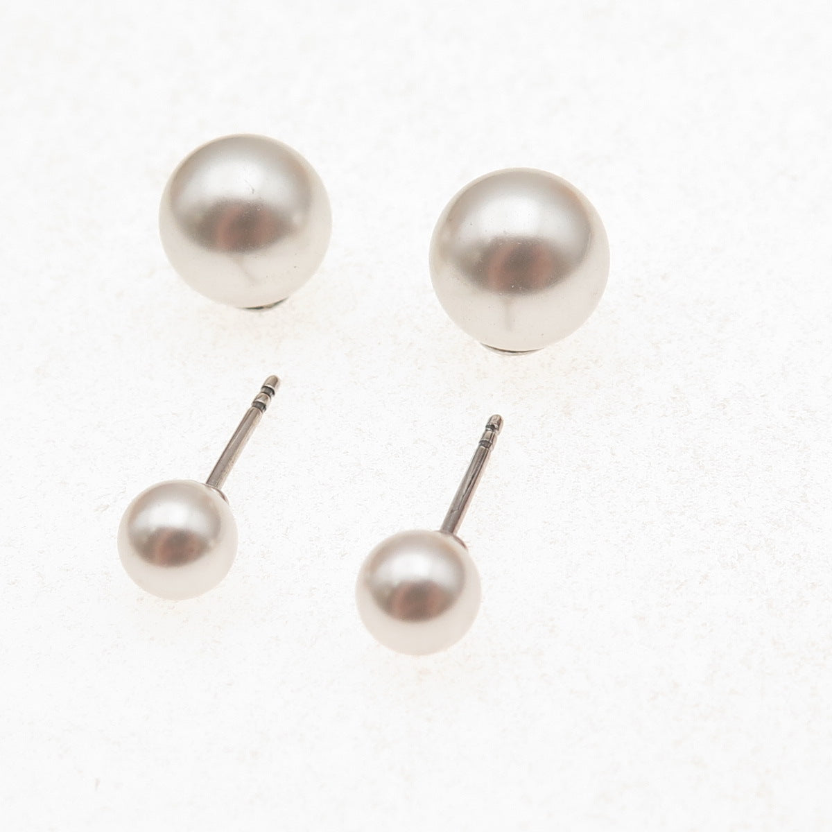 Pandora 925 Sterling Silver Faux Pearl Ball Stud Earrings