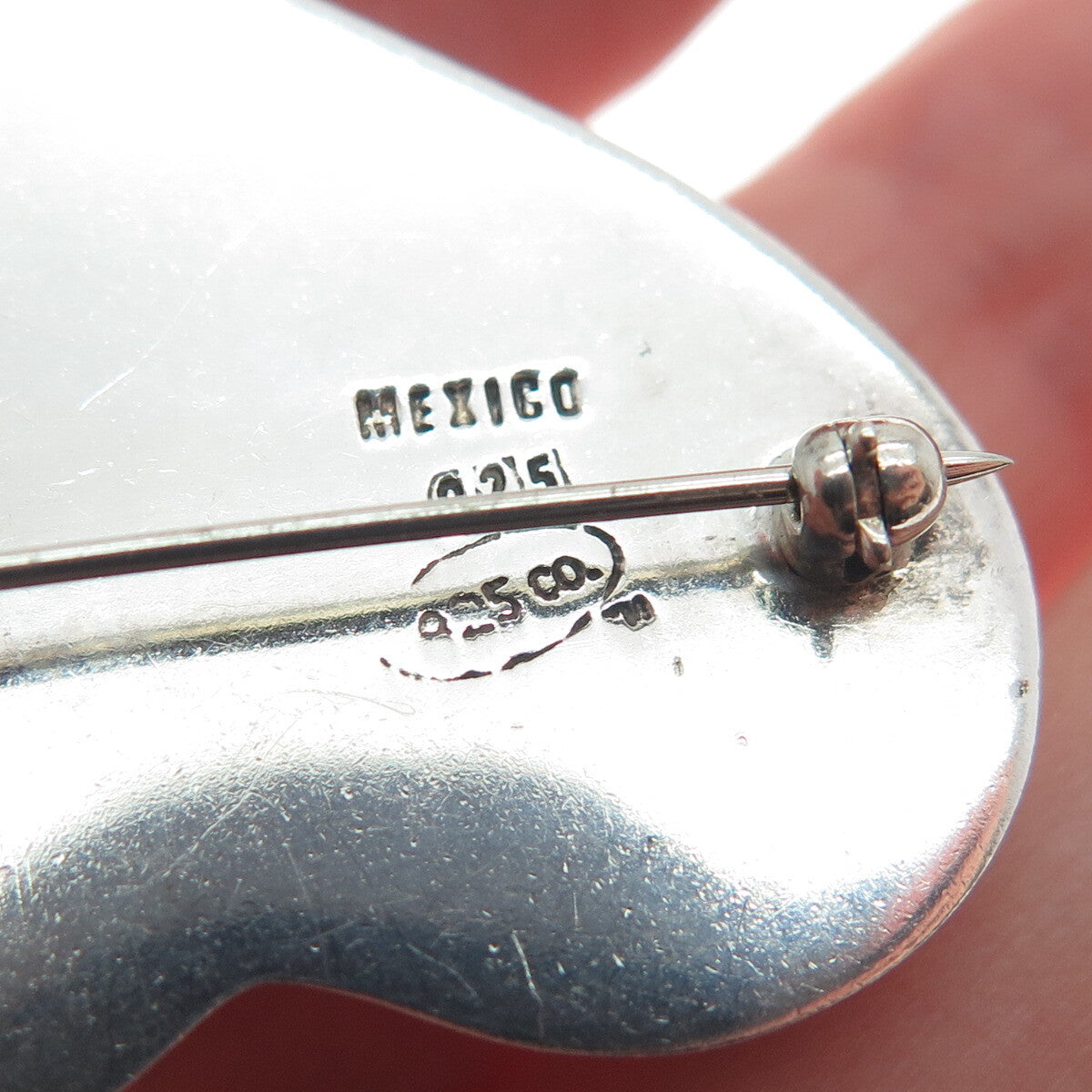 925 Sterling Silver Vintage Mexico Modernist Puffy Heart Pin Brooch